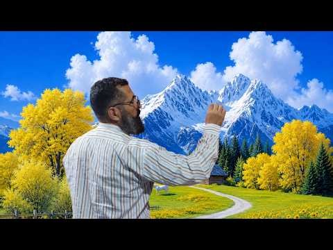Realistic landscape painting step by step رسم منظر جبلي واقعي
