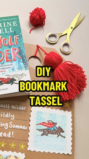 DIY Bookmark Tassel 🧶 —————————————— Let’s craft a HUGE bookmark tassel in 7 seconds 🙌🏻 🧶 Grab some wool or Yarn. 🔖 Fold a length of kraft card or cardboard. 🧶 Wind the yarn around the card to a desired thickness. 🔖 Tie a long piece of yarn through and around your work. 🧶 At the open end of cardboard, cut the yarn with material scissors. 🔖 Finally add another piece of yarn close to the top of your creation. 🧶 Attach your finished tassel to a GIANT bookmark. Follow the step by step visu
