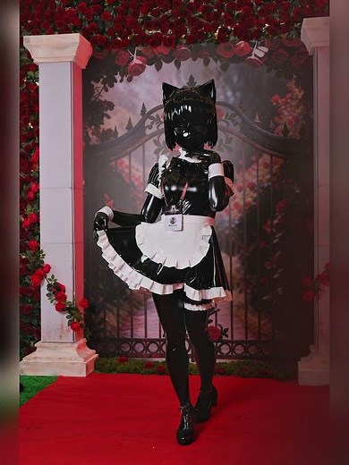 Little Black Latex Maid Compilation #cosplay #kigurumi #anime #maid #latex