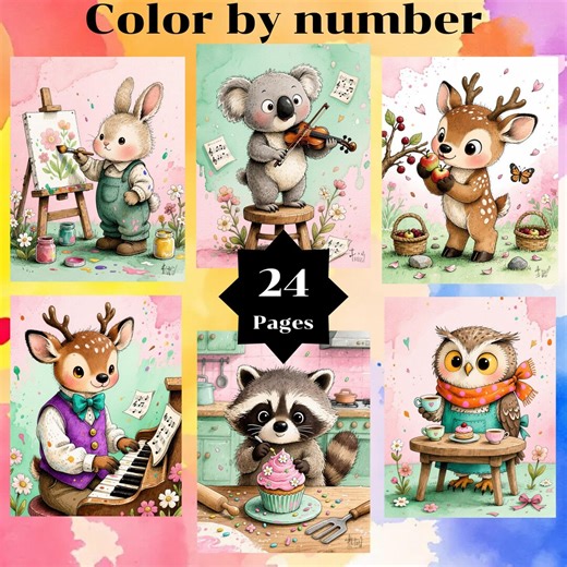 Color by Number, 24 Pages and Colors, for Adults, Printable, 8.5 X 11 In, PNG & SVG File, Digital, Instant Download, Paint by Numbers - Etsy