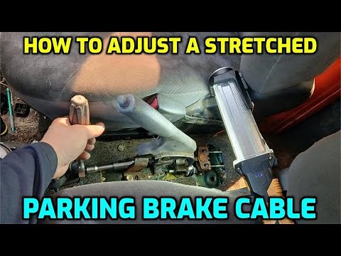 HOW TO ADJUST A STRETCHED PARKING BRAKE CABLE HANDBRAKE GOES UP TOO HIGH CAR ROLLS BACK WHEN IN PARK