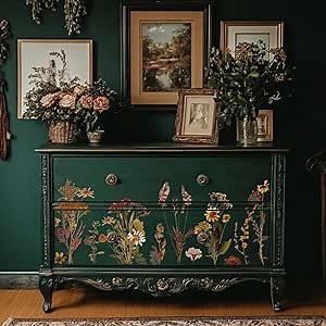 Large Vintage Rub on Transfers for Furniture, Floral Furniture UV DTF Printing Stickers Decals for DIY Home, Table, Nightstand Decoration, Orange Thistle