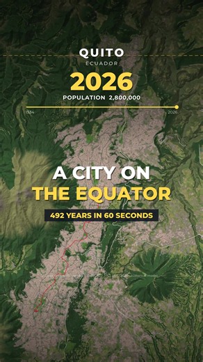 How Quito grew 🇪🇨 A capital squeezed into a long, narrow valley between volcanoes 👀 Which city next? #quito #ecuador #maps #history #timelapse