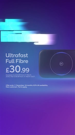 24K views | This Black Friday BT's 300Mbps ultrafast full fibre is £30.99 a month with £0 upfront. | BT | Facebook
