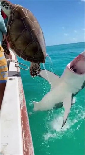 Shark Bites the Camera During Turtle Rescue!