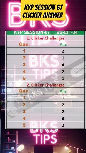 Clicker Answer session 67 | clicker answer 67 session | Kyp session 67