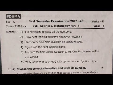 🔥10th Class Science Part 2 | 1st Semester 2025-26 | Padma Question Paper 📘