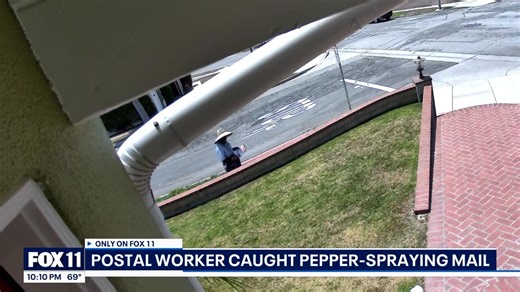 NEW: A postal worker in Torrance, CA is on video appearing to pepper spray mail before putting into a slot and giving it to a dog. The USPS tells me they’re investigating. | Matthew Seedorff
