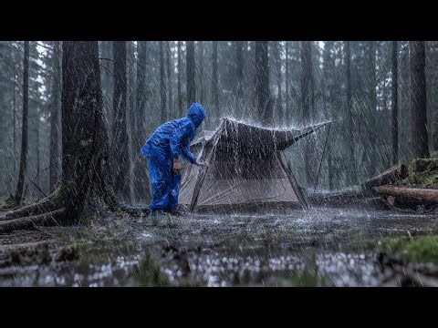 7 Days of Heavy Rain Camping 🌧 Very Long Rain To Relax and Sleep || Relaxing Rain Camping