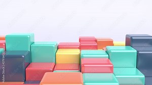 Abstract 3d render, geometric background with colorful cubes, motion design, 4k seamless looped animation
