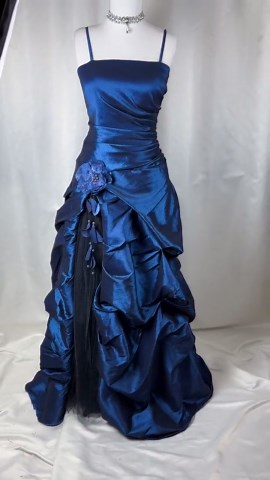 Vintage Blue Taffeta Gown: Strapless Corset Maxi Dress, Ruched Ruffle Skirt, Y2K Formal - Etsy