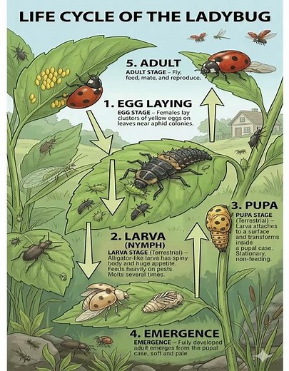 The Hidden Life of Ladybugs! 🐞 Transformation | Ladybug Life Cycle: From "Alligator" to Beetle 🌿