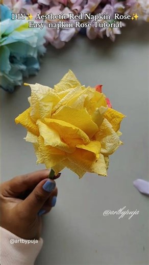 ✨How to Make Yellow Paper Napkin Rose 🌼 Easy DIY Simple Rose Tutorial🌻 paper roses
