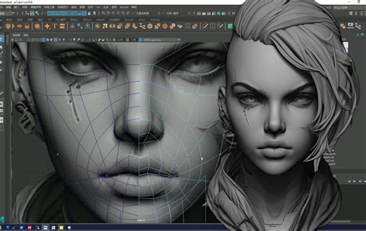 【Maya建模】从拉box开始制作赛博风格女性角色模型，maya零基础布线教程，maya建模教程