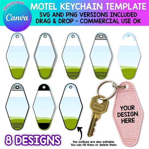 Motel Keychain Canva Editable Template, Blank Keychain Sublimation, Custom Retro Keychain SVG Template, Drag and Drop, Trendy Printable PNG - Etsy