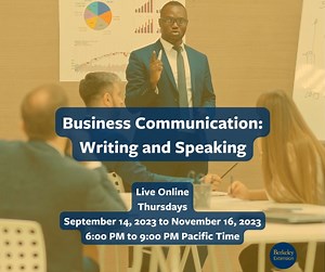 Learn to be more confident and effective when making written and oral presentations. Coursework includes drafting a wide range of documents as well as learning interpersonal communication techniques and presentation skills. Use examples from your work to draft and critique the varied types of business communications. By honing these skills, you’ll also gain confidence in your ability to make effective presentations. Enroll here: https://bit.ly/3PqesBz #ClassSpotlight | UC Berkeley Extension