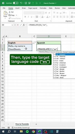 How to Translate Languages in Excel‼️ #excel