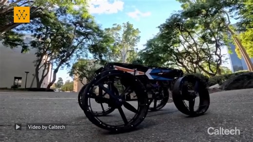 A real-life Transformer is capable of reconfiguring its body to achieve eight distinct types of motion and can autonomously assess the environment it faces to choose the most effective combination of motions to maneuver. The robot, dubbed M4 (for Multi-Modal Mobility Morphobot) can roll on four wheels, turn its wheels into rotors and fly, stand on two wheels like a meerkat to peer over obstacles, "walk" by using its wheels like feet, use two rotors to help it roll up steep slopes on two wheels, 