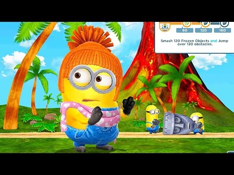 Lucy minion broke 160 frozen objects and Jumped over 160 obstacles in Volcano