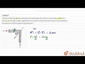 A liquid of density `rho` flows along a horizontal pipe of uniform cross-section `A` with a