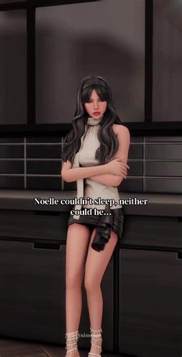 Noelle can’t sleep, so she heads downstairs to the kitchen for snack in the middle of the night… #simstok #sims4story #sims4