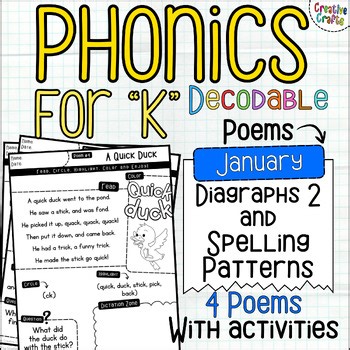 January Phonics Decodable Poems for K: Diagraphs & Spelling Patterns SoR aligned