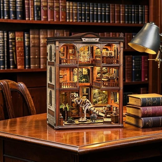 Dinosaur Book Nook Kit | Fossil Museum 3D Wooden Puzzle With LED, DIY Bookshelf Insert, Dino Decor, Gift for Collectors - Etsy
