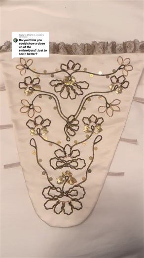 Replying to @What’s in a name. Goldwork embroidery stomacher for Elizabeth Swann’s gold gown. I’m not trained in goldwork so I made most of this up as I went. #embroidery #goldworkembroidery #handembroidery #18thcenturydress #18thcenturycostuming #18thcenturysewing #historicalsewing #historicalfashion #historicaldress #historicalcostuming #elizabethswann #elizabethswanncosplay #potc #piratesofthecaribbeancosplay #piratesofthecaribbean #cosplaywip #cosplayer #sewingtiktok