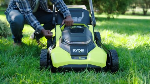 RYOBI 40V HP Brushless 21 in. Cordless Multi-Blade Self-Propelled Mower w/ Lawn Striper Kit & (2) 6.0ah Batteries and Charger RY40HPLM02K2-ACLS01