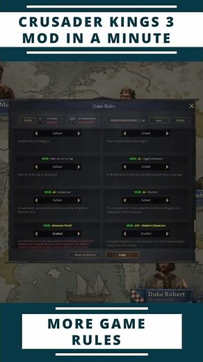 More Game Rules | CK3 Mod in a Minute #Shorts