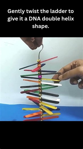 Easy DNA model with ice cream sticks 💛 #Shorts #ujancreations