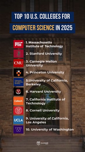 Julie Kim Ed.M Harvard / Passion Prep | Here are the Top 10 Colleges for 👾Computer Science in the U.S. for 2025. And spoiler alert: every single one is harder to get into than... | Instagram