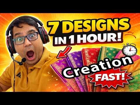 7 Saree Designs Creation in one Hour | Textile Designing | Photoshop Tutorial