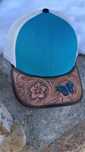 custom ball caps💥 #leathertok #fyp #customleatherwork #westernfashion #leathercraft #foryou