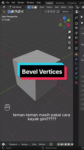 Bevel Vertices Shortcut di Blender #3dbelndertips #blender #3d #3dmodelling #3danimation #3dblend #Short #cgntm