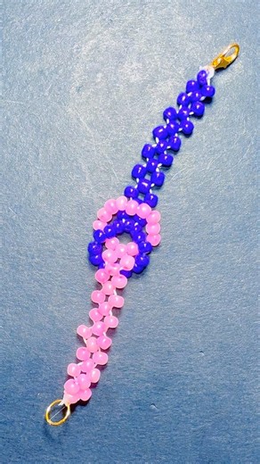 Easy 2 Colors Bracelet tutorial with mini beads! Pink and purple beads! 💜🩷 #diy