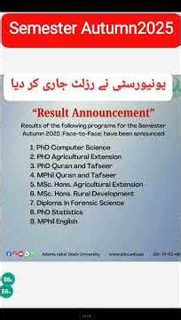 Aiou result update news autumn2025,assignment schudle spring2026 aiou,the aiou,admision last date ai