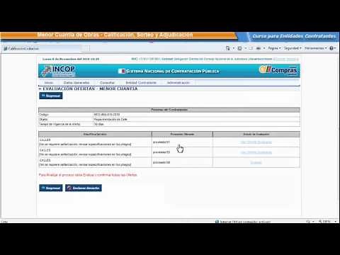 Menor Cuantía Obras - Calificación, Sorteo y Adjudicación - Entidad Contratante