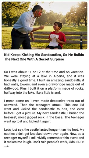 Kid Keeps Kicking His Sandcastles, So He Builds The Next One With A Secret Surprise | SelmaWisp