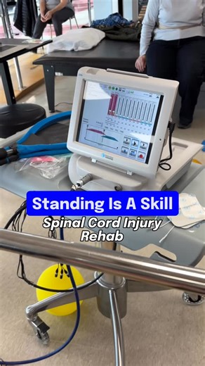 The Recovery Project |📍Livonia, Clinton Twp, Lansing on Instagram: "Standing is not a single skill. It’s coordination, sensory input, timing, strength, and confidence working together. In this session, Emma is practicing standing with transcutaneous spinal stimulation (TSS) integrated into her training. 🎯Session targets: ✅ Improved neural signaling to support active standing control ✅ Consistent postural engagement and weight acceptance ✅ Endurance and confidence during upright tasks 💡 Why TS