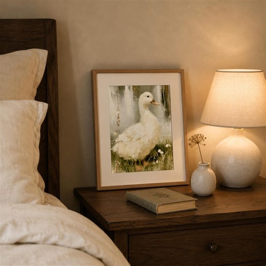 White Duck Wall Art | Farmhouse Animal Print | Cottagecore Bird Poster | Rustic Nature Decor - Etsy