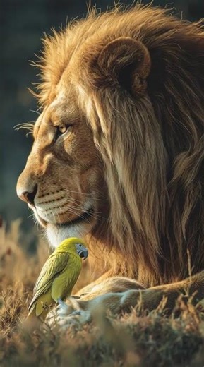 Lion King adopts a parrot #petlover #parrot