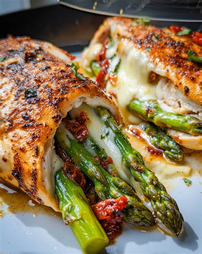 Juicy, cheesy, and packed with flavor—this Asparagus Stuffed Chicken Breast is an easy yet impressive recipe. With tender chicken, melty cheese, and fresh asparagus, it’s a wholesome dish that feels both elegant and comforting. .............. Full Recipe in Coʍmеոτ 💬 | Donerecipe by Sarah