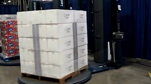 Lantech semi automatic stretch wrapper Q300 using perforated stretch film