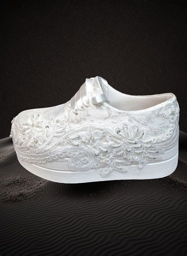 Lace Embroidery Bridal Sneakers: Wedding Platform Shoes, Lace Embroidered Bridal Sneakers for Wedding, Lace Bride High Sneakers - Etsy