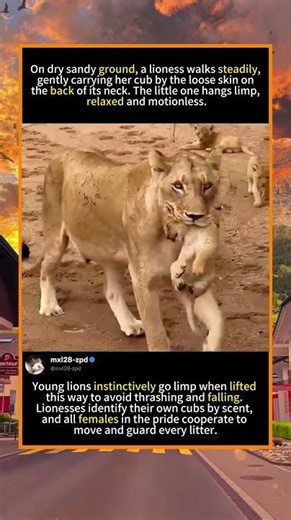 Lioness Safely Transports Her Helpless Cub By The Scruff