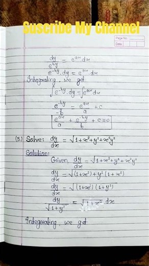 Differential equation, Solution of differential equation of 1 order and 1 degree, Bsc Semester -lll
