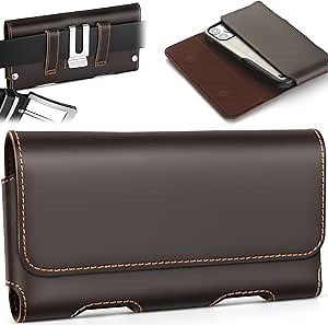 Gcepls Leather Phone Holster for iPhone 15 Pro Max,14 Pro Max,Galaxy S23 Ultra,S22 Ultra,Premium Genuine Leather Cell Phone Holster with Belt Clip,Phone Belt Holder Pouch Cover Case(Fits Thin Case on)