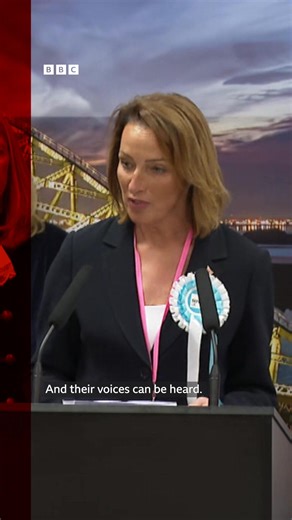 "Enough Tory failure, enough Labour lies" - the new Reform MP for Runcorn and Helsby calls for "fairness" after winning the constituency by just six votes. Sarah Pochin overturned a 14,696 Labour majority to take the Cheshire seat for Nigel Farage's party. Read more: https://bbc.in/4iHyFhe | BBC Lancashire