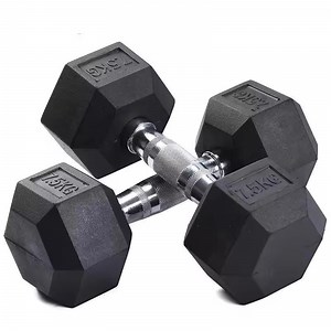 [Hot Item] Factory Supplied Gym Home Fitness Equipment Black Rubber Coated Hexagonal Weight Dumbbell